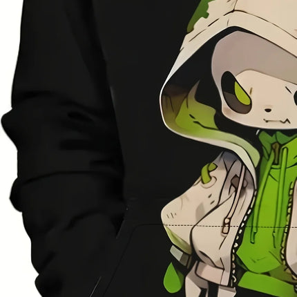 2025 autumn/winter men's fashion cartoon character print soft, comfortable, breathable hooded sportswear outdoor urban casual we