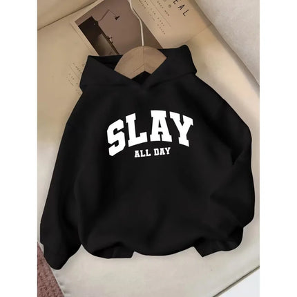 Autumn Alphabet Lettering Print Children's Hoodies Fashion Casual Kids Long Sleeve Pullover Winter Boys Girls Hooded Sweatshirt