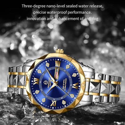 PAAZOMU Luxury Fashion Man Clock Top Business Waterproof Luminous Date Week Men's Watches Quartz Stainless Steel Men Wristwatc