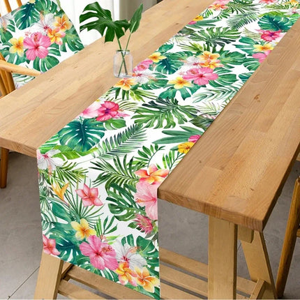 Floral Tropical Linen Table Runner Palm Leaf Table And Kitchen Linens Home Decor Items For Mediterranean Outdoor Dining Summer