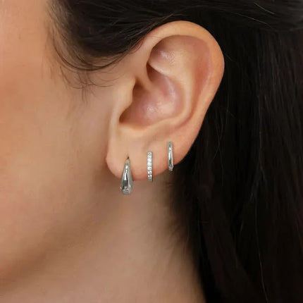 3Pairs Set Fashion Stainless Steel Crystal Oval Huggie Hoop Earrings for Women 18K Gold Plated Dangle Hoop Earring Punk Jewelry
