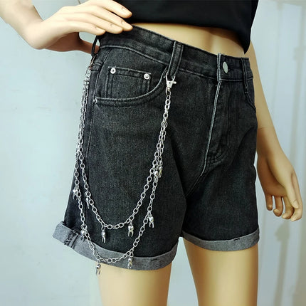 Punk Steet Keychains Chain Women Men Moon Star Rivets Skull Accessories Choice Rock Goth Pants Waist Belt Chain On Jeans Jewerly