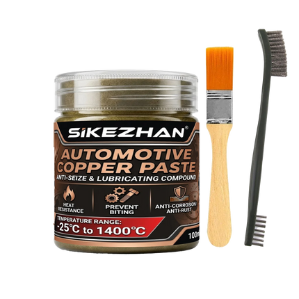 SIKEZHAN High-Temp Copper Grease 1400°C, Anti-Seize Lubricant for Car Brakes,Exhaust,Spark Plugs & Bolts with Applicator Brushes