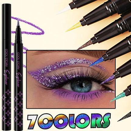 Waterproof Glitter Eyeliner Pen Eye Shadow Stick Long-Lasting Quickly Dry Diamond Shining 9-color Liquid Eyeliner Big Eye Makeup