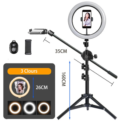 26CM Photography Led Video Ring Light Circle Fill Lighting Camera Photo Studio Phone Selfie Lamp Ringlight Tripod & Phone Holder