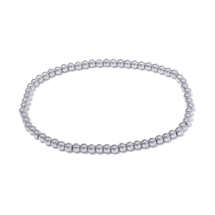 Yhpup 3/4/5/6 MM Stainless Steel Beads Daily Handmade Elastic Bracelet Bangle Waterproof Wrist Wholesale Gold Color Jewelry Men