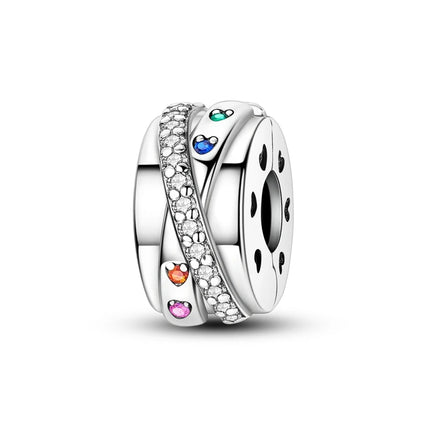 Charm Hot Sales 925 Sterling Silver Charms Beads CZ pave Round Clip Charms Fit Original Bracelet Necklace Charms Jewelry Gift