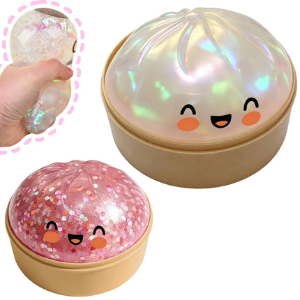 Reusable Desk Fidget Squeeze Toy Relaxation Gift Realistic Crystal Steamer Bun Slow Rising Squishy Toy Soft Dumpling Stress Ball