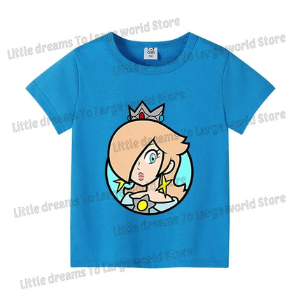 Super Marios Bros T-shirt for Kids Short Sleeve Shirt Cartoon Printed Tops Children Clothes Base Tee Boys Girls Clothing Gift