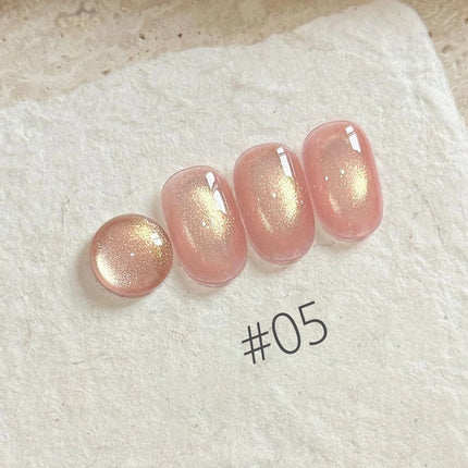 10ML 1-8PCS 2026 New Nude Pink Glass Bead Gel Nail Polish Gold Light Magnet Nude Cat Eye Gel Polish Cute Nails Nail Supplies