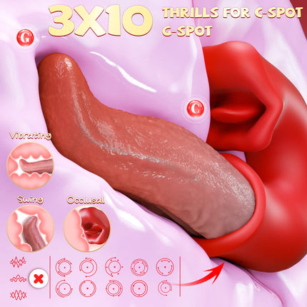 3 in 1 Realistic Tongue Vibrador Adult Sex Toys Clitoris Stimulator Dildo Vibrating Occlusion Swinging Female Masturbator 599
