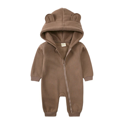New Bodysuit For Newborn Rompers Baby Boys Girls Clothes Long Sleeve Solid Hoodies Bear Jumpsuit Costume Infant Onesies 3M-24M