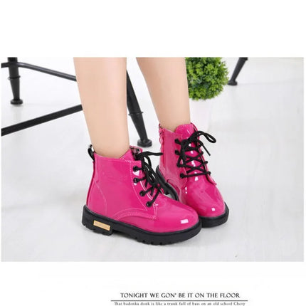 Children Ankle Shoes PU Leather Waterproof Tide Kids Rubber Boots Girls Boys Fashion Boots Anti-Slippery Spring Autumn 2024