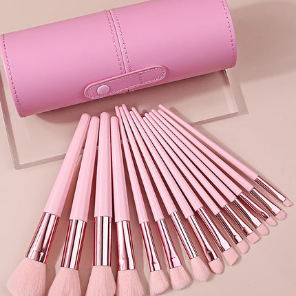 Pink 15PCS High-end Makeup Brush Set Soft and Fluffy Professional Facial Makeup Brush Set With Travel Waterproof Storage Bucket