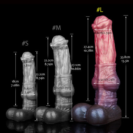 FAAK Colorful Silicone Ribbed Fantasy Horse Knot Dildo with Suction Cup Anal Sex Toys Soft Girthy Huge Fake Penis for Women