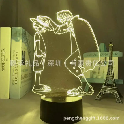 Anime One Piece Zoro Luffy Nami 3D LED Color Changing Night Lights Action Figure Toys Doll Usopp Sanji Chopper Hancock Xmas Gift