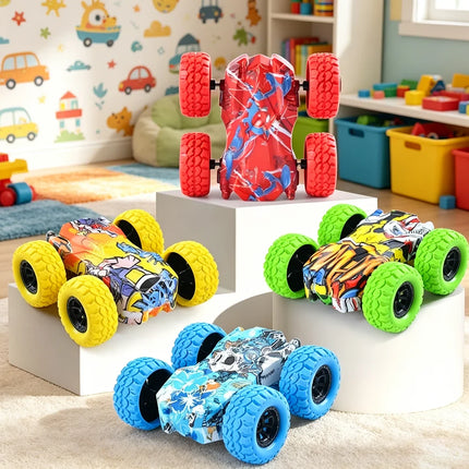 Multi Color Graffiti Creative Pull Back Car Double-Side Vehicle Inertia Safety and Fall Resistance Shatter Proof Model for Kids