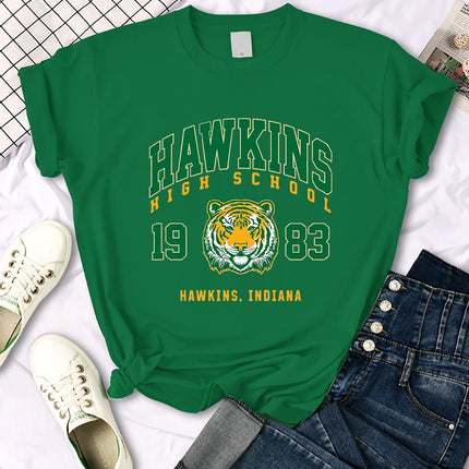 Hawkins High School 1983 Printed Women T-Shirt New Harajuku Tee Shirts Street Fashion Streetwear Casual Crewneck Clothing