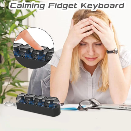 4Keys Keyboard Key Irritability Toy, Finger Pressure Relief Button, Adult Office Stress-relieving and Calming Key Chain Gift