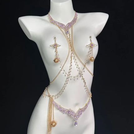 Amethyst Bell Nipple Clip All-in-One Erotic Nipple Chains 5 Sizes of Butt Plugs Breast Stimulation Sexy Accessories BDSM Sex Toy