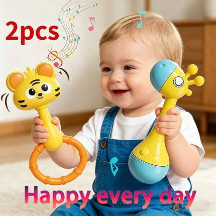 Baby Rattle Infant Developmental Hand Grip Baby Montessori Puzzle Toys Cute Animal Music Sound for Newborn Teether Gift
