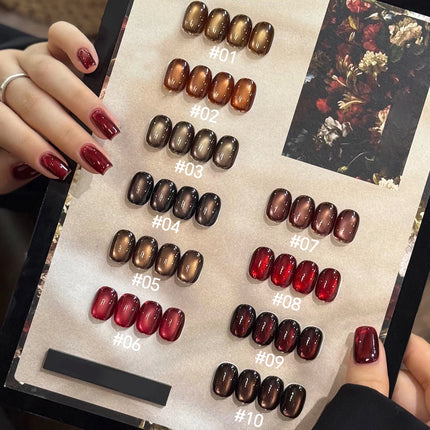 10ML 1-10PCS Winter New Style Hot Selling Black Nails Brown Nails Glass Bead Magnet Cat Eye Nail Polish Nail Set Nail Supplies