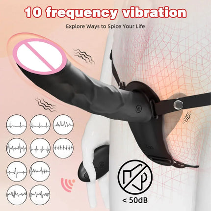 Strapon Artificial Penis Vibrator Electric Double Head Vibrating Wearable Strap On Belt Dildo G Spot Sex Toys For Women Lesbian