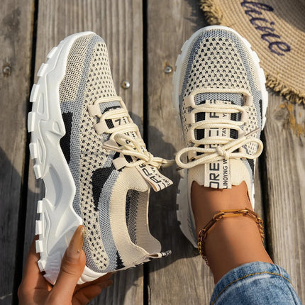 Women's Slip-On Breathable Fly Knit Mesh Shoes Thin Summer Casual Sneakers Low Heel Rubber Outsole Comfortable All Seasons