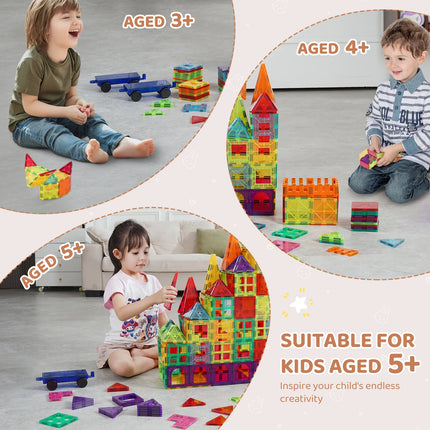 SucceBuy 180PCS Magnetic Building Blocks Construction Set Children Magnet Tiles Educational Toys for Kids Birthday Gifts