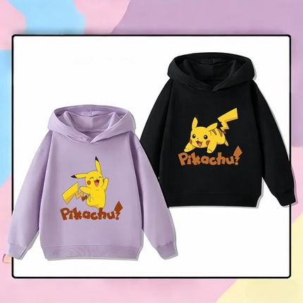 New Arrival Pikachu Print Kids Hoodie, Unisex Boys Girls Clothes, Warm Hooded Sweatshirt for Autumn Winter