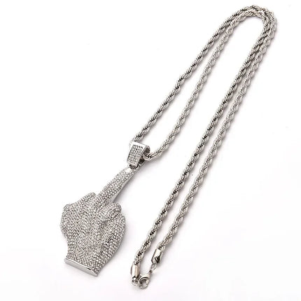 Hip Hop Iec Out Put Crystal Zirconia Dollar Sign Pendant Necklace Fashion Punk Cool Rock Rap Party Jewelry Accessories for Men