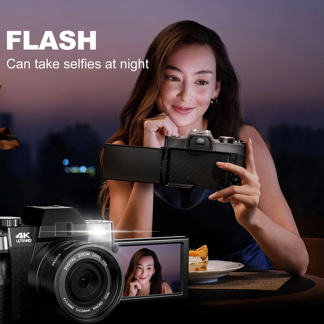 NBD S100F 4K Digital Camera Vlogging 48MP 3"Flip Screen Autofocus 16X Zoom Compact Camera YouTube Wifi Connection