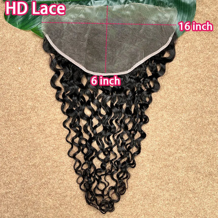 13x6 Real HD Frontal Water Wave 13x4 Frontal Melt Skins Invisible Lace Frontal 100% Raw Human Hair 1B Natural Black