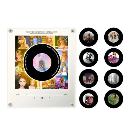 Mini NFC Music Player Disc Frame Acrylic Rotating Atmosphere Night Light Album Magnet