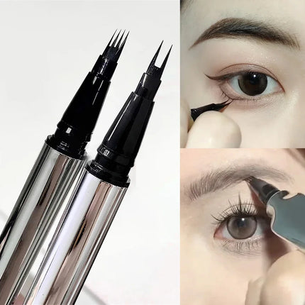 Waterproof Wild Eyebrow Pen 2/4 Separated Head Natural Brow Makeup Quick-Drying Creation of Ultra-Fine Lasting Liquid Eyebrow
