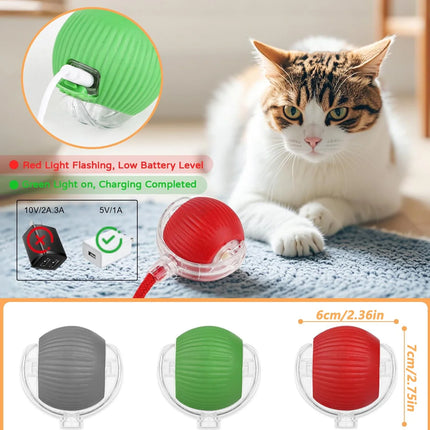 Cat Interactive Ball Toy Automatic Rolling Ball Faux Tail Rechargeable Smart Pet Electric Toy Dog Cat Training Imitate Mouse