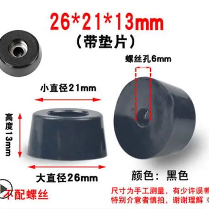 8pcs Anti Slip Furniture Legs Feet Black Speaker Cabinet Bed Table Box Conical Rubber Shock Pad Floor Protector Furniture Parts