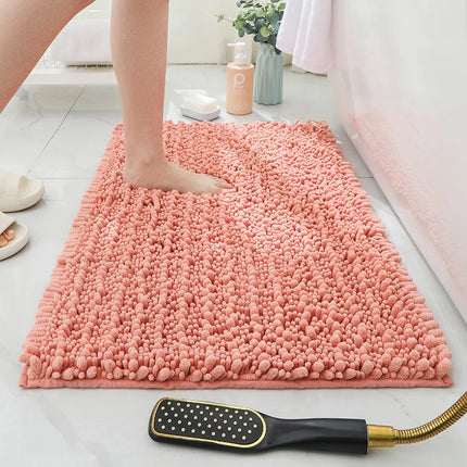 1 piece bathroom carpet bath mat, non-slip super thick lotus pine soft chenille door mat, fluffy foot mat, indoor solid color do