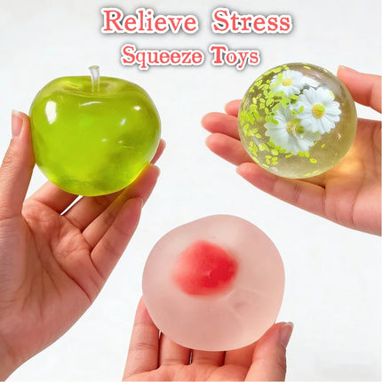 Squishy Green Apple Stress Ball Soft Fidget Sensory Toy for ADHD Autism Slow Rebound Squeeze Toy for Adults Girl Christmas Gifts