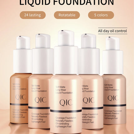 Liquid Foundation Concealer Face Naturally Flawless Matte Oil-Control Waterproof Long Lasting Foundation 30ml 5 Colors Optional