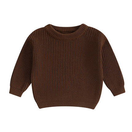 Autumn Baby Girls Boys Sweaters Coat Kids Knitting Pullovers Tops Baby Boys Girls Solid Color Basic Cotton Long Sleeve Sweater
