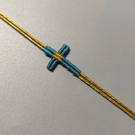 Hand-Woven Macrame Cross Bracelet Adjustable Bohemian Style Jewelry for Women Girls