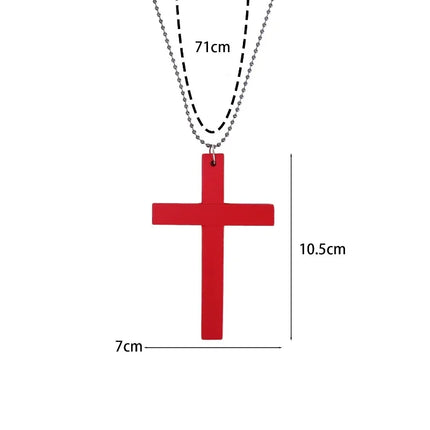 New Gothic Cool Y2K Wood Cross Pendants Necklaces Unisex Black White Red Hip Hop Charm Chain Choker Necklace Fashion Jewelry