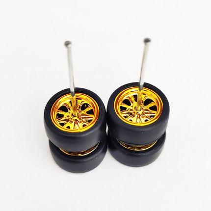 1/64 Mini Car Wheels 11mm Tires Tyres 1:64 Model Cars Rims Mirror Disc Claw Shape For Hot Wheel/Matchbox/Domeka