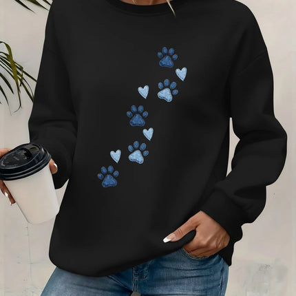 Women's autumn and winter casual fashion loose comfortable warm California Los Angeles printed round neck long sleeved pullover