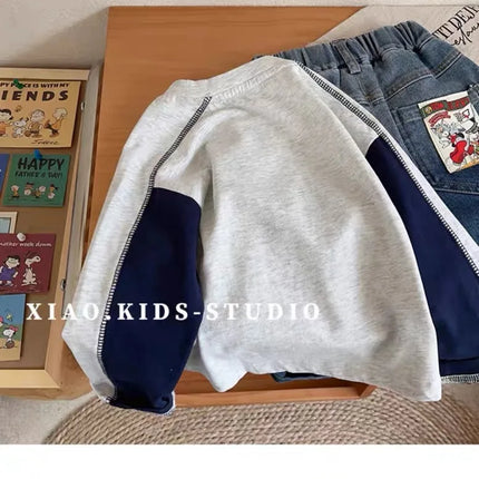 Spring Children Boys Long Sleeves YBFSKID Spliced Letter Print Kids Baby Boys Undershirt Round Collar Casual Toddler Boy T-shirt