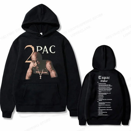 Tupac 2pac Graphic Hoodie Men Clothing Fashion Oversized Hip Hop Comfortable Autumn Winter Sweatshirt Male Casual Fleece Hoodies