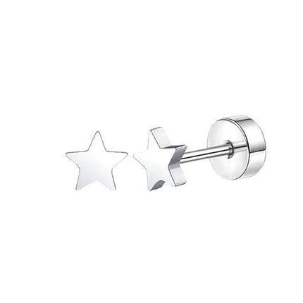 2PCS/Set Stainless Steel Heart Moon Earbone Stud Screw Ball Stud Earrings for Women Fashion Ear Tragus Cartilage Body Piercing