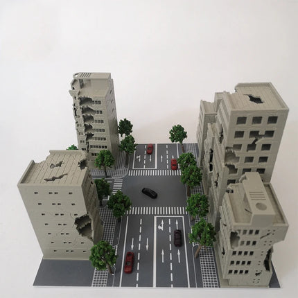1:300 Simulation Miniature Building Model Battle Damaged City Hifh-rise House Models DIY Military Landscape Assembling Toys 1PCS
