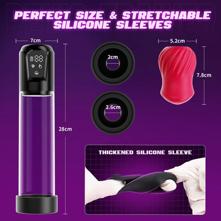 Male Penis Training Vibrator Vacuum Suction Penis Erection Masturbator LED Display Pocket Pussy Training Male Masturbation